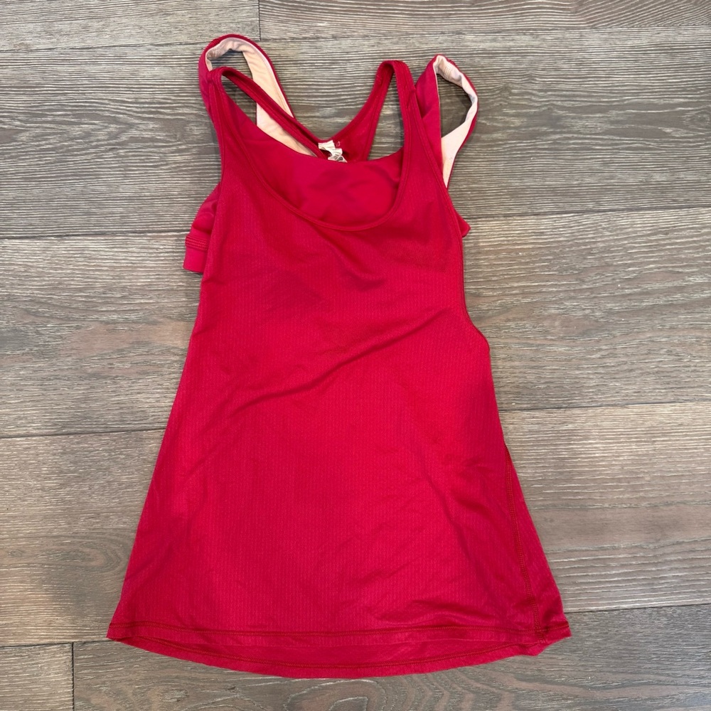 Lululemon Red Work Out Active Tank Top with Built in Sports Bra